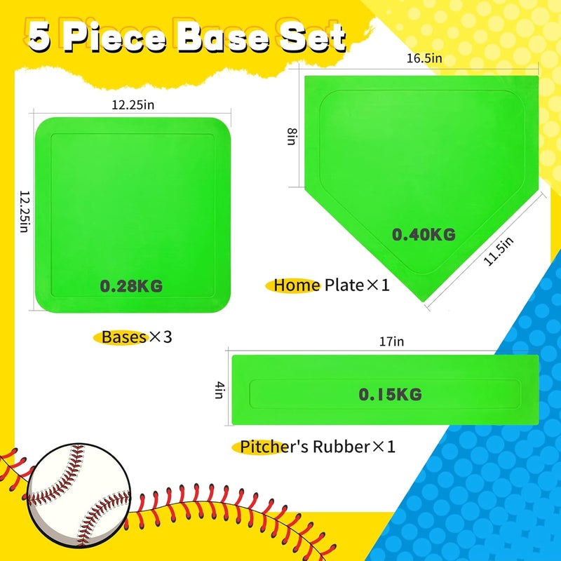 Lolyer Baseball Bases for Yard - 3 Throw Down Bases 1 Homeplate 1 Pitching Rubber with Baseball Bases Bag for Kids Practice, Rubber Bases for Kickball Baseball Play - Image 4